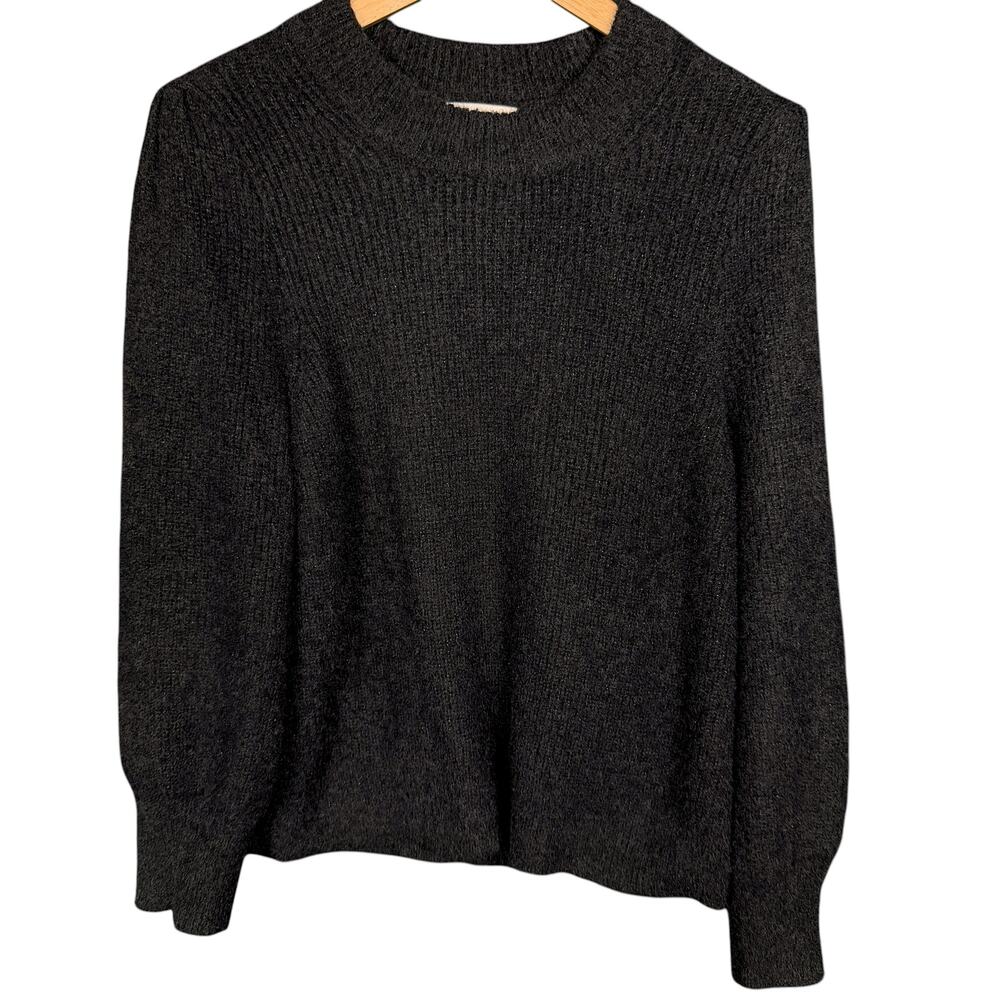 Madewell Women's Large Black Ribbed Funnel Neck Knit Stretch Casual Sweater - Picture 8 of 8